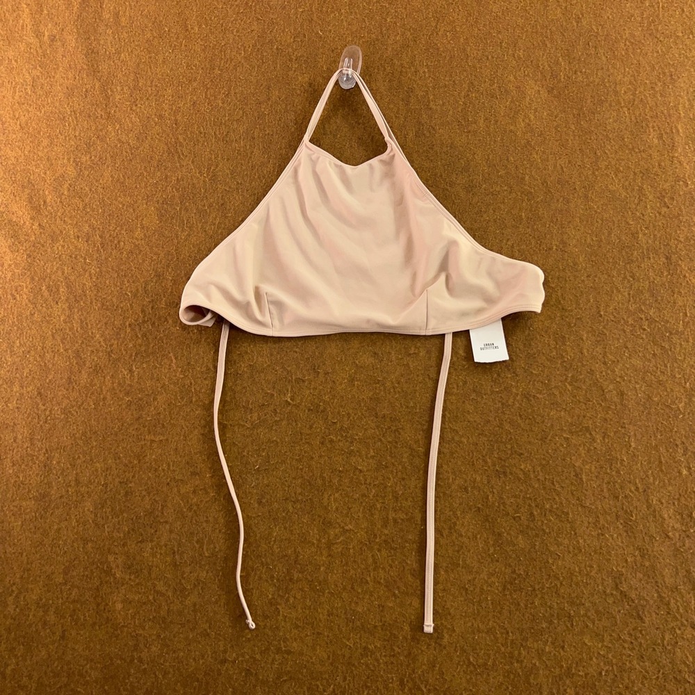 Urban Outfitters Womens Large Brown Halter High Neck Tie Back Crop Top NWT